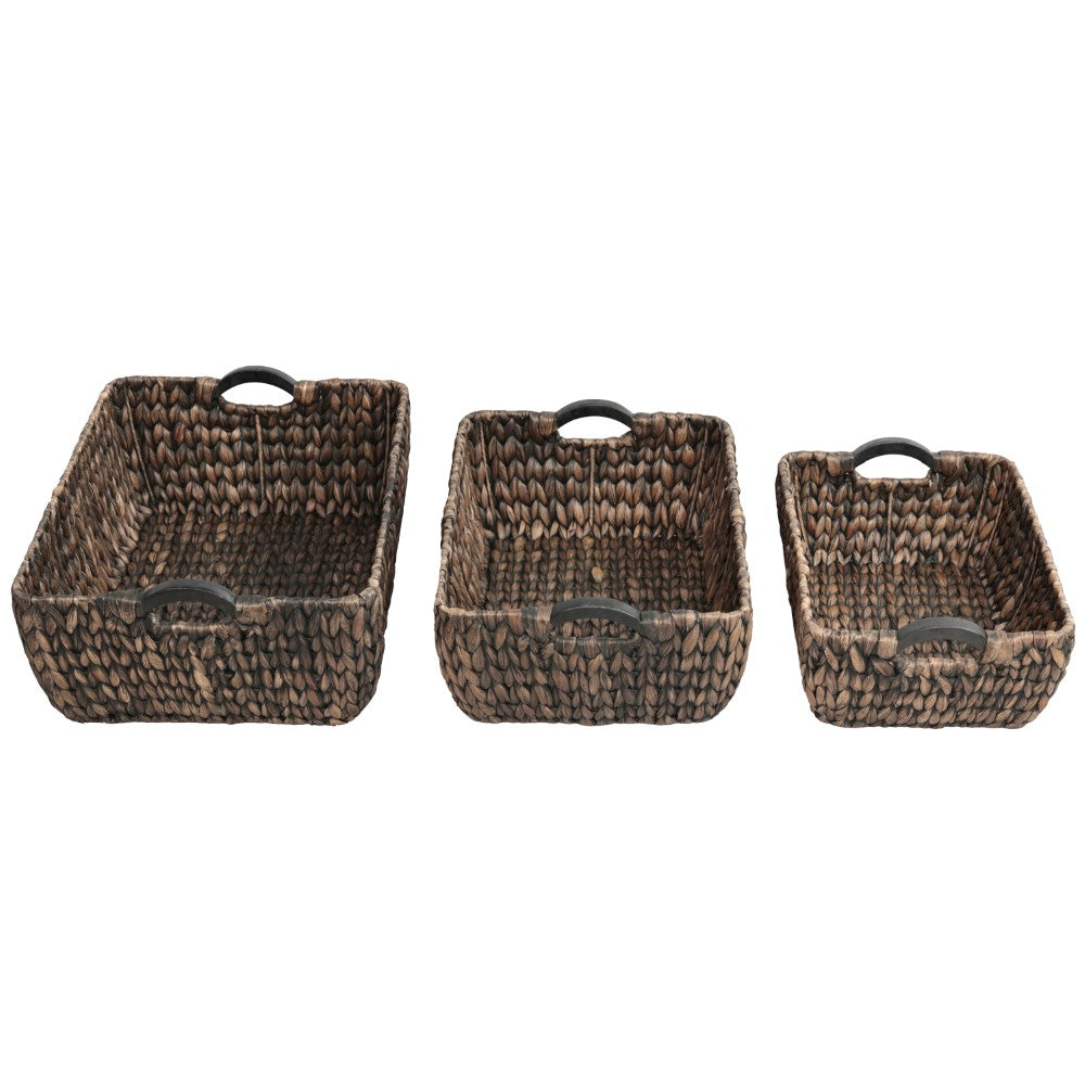 Astor Bohemian Farmhouse Handwoven Water Hyacinth Nesting Storage Bask