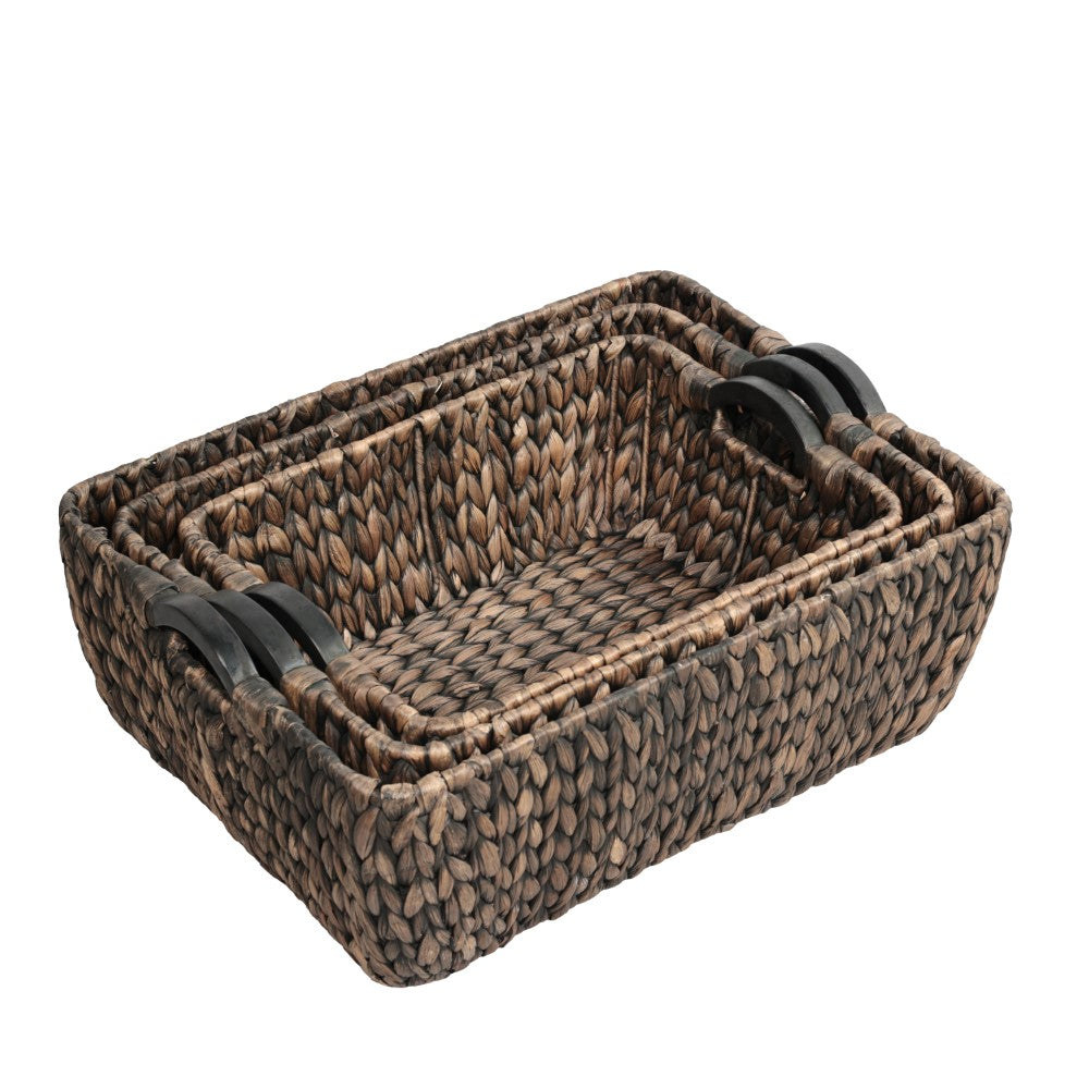 Astor Bohemian Farmhouse Handwoven Water Hyacinth Nesting Storage Bask
