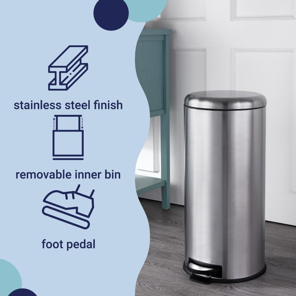 Nathan 30 Liter/8 Gallon Trash Can with Free Mini Nathan - Happimess