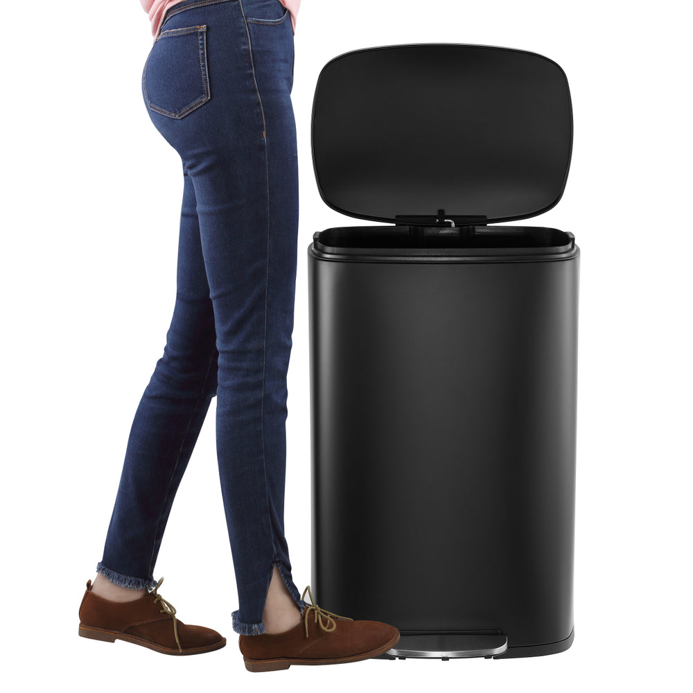 happimess Connor 13 Gal. Rose Gold Rectangular Trash Can with Soft