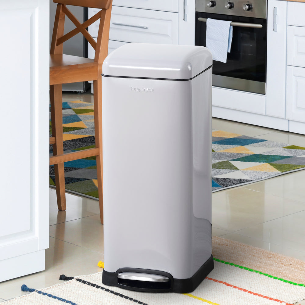 happimess HPM1003B Oscar Round 8-Gallon Step-Open Trash Can with Free Mini  Trash Can, Modern, Fingerprint Proof for Home, Kitchen, Office, Large:7.9