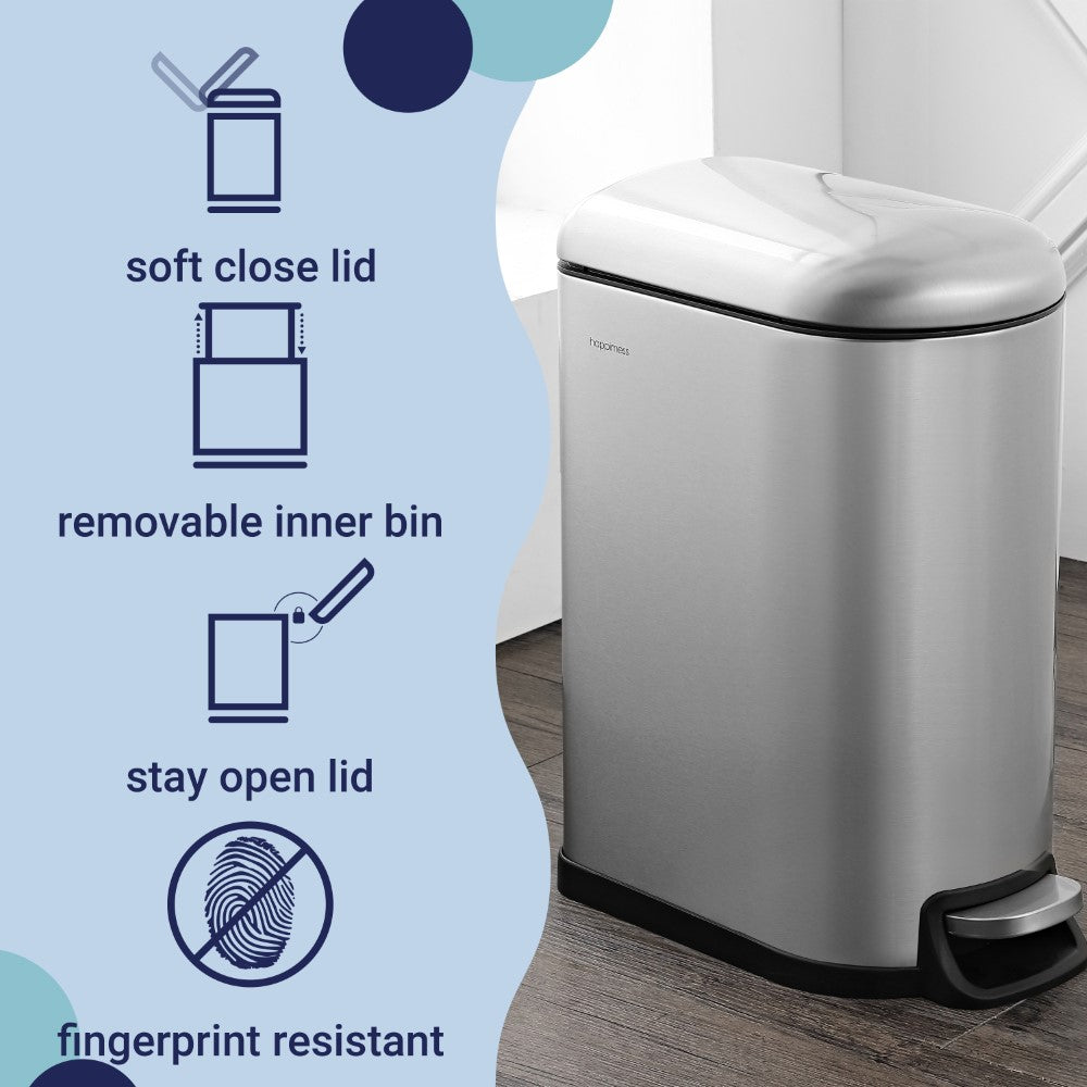 Slyd 40 Liter/10.6 Gallon Step-Open Trash Can - Happimess