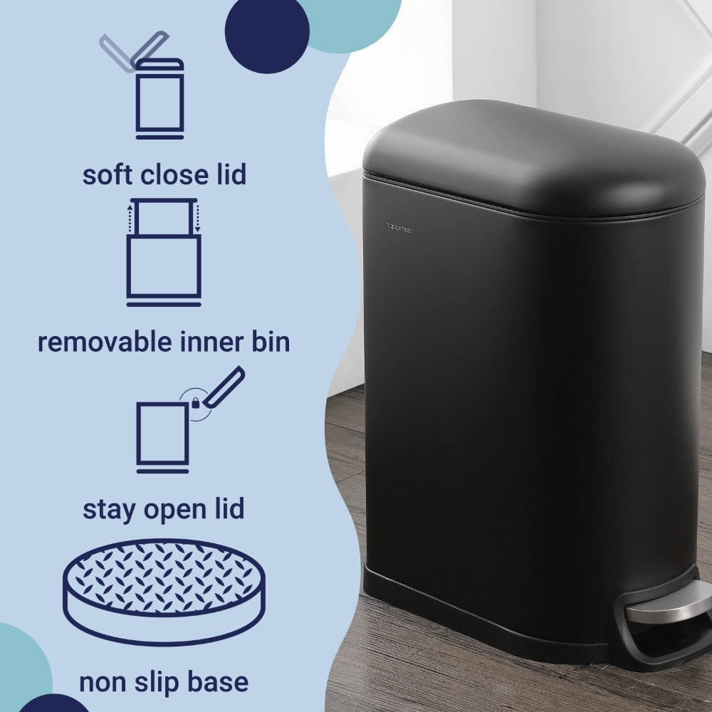 Slyd 40 Liter/10.6 Gallon Step-Open Trash Can - Happimess
