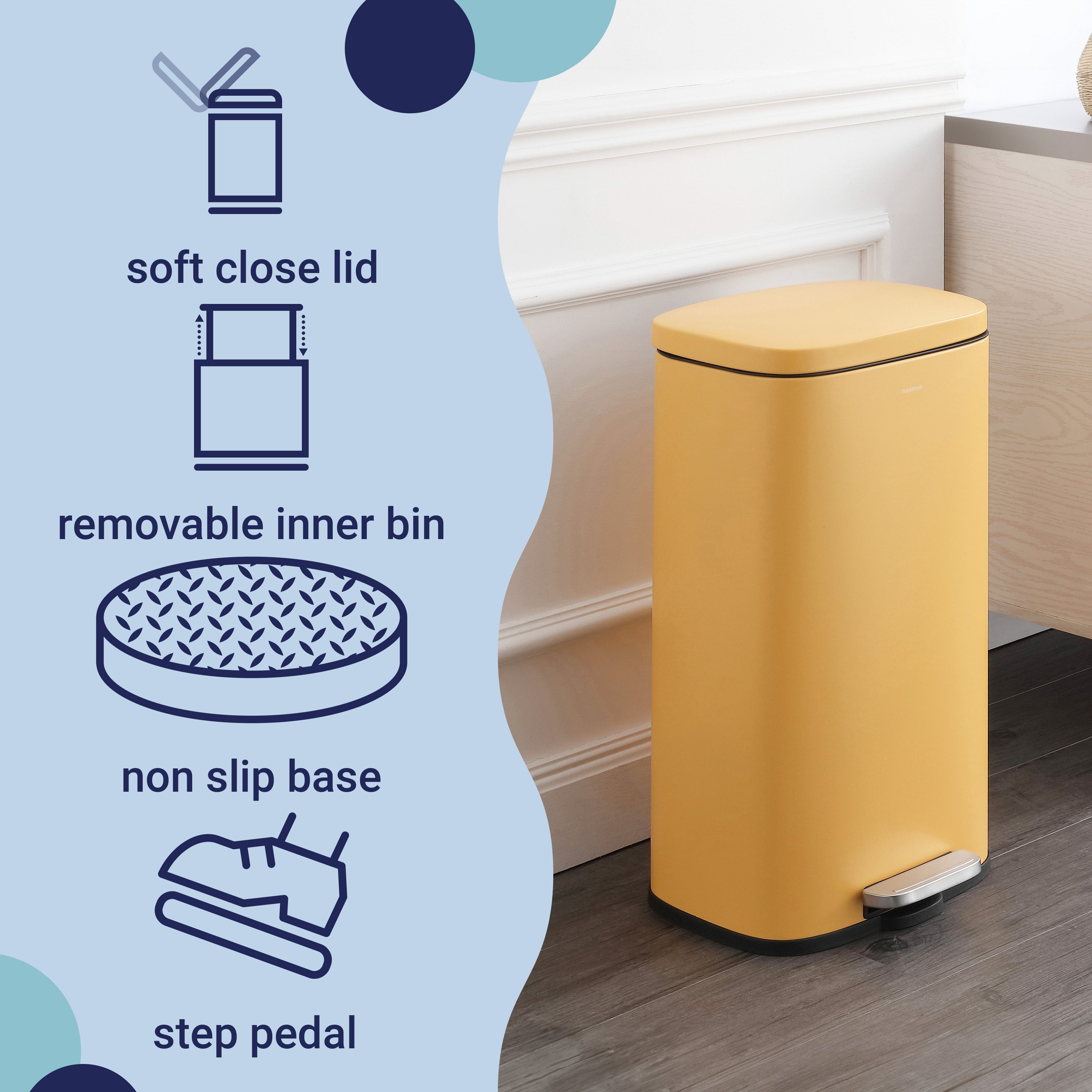 happaです Abrahamus 30 Liter/8 Gallon Step-Open Trash Can