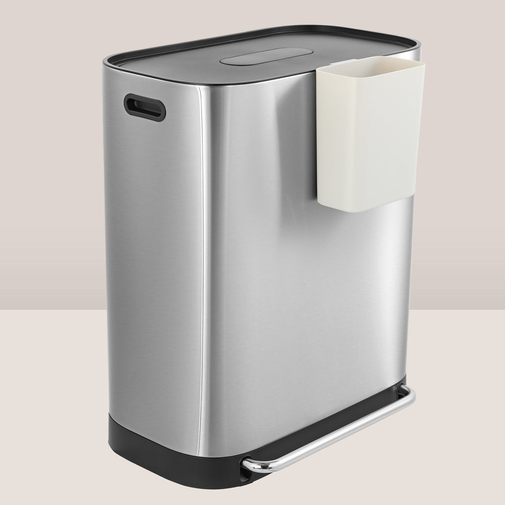 13 Gallon Kitchen Trash Can, Dual Removable Liners for Recycling
