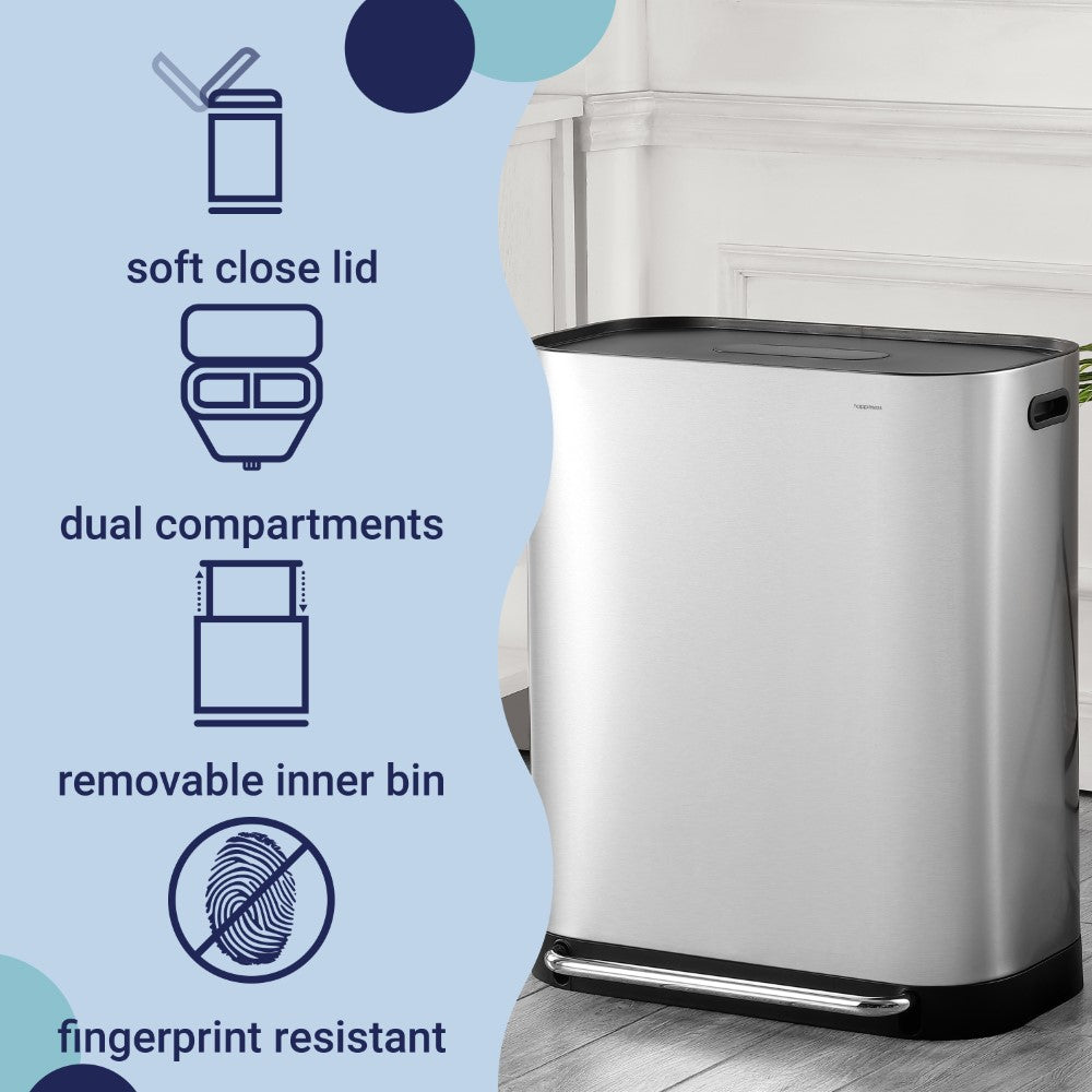 Beni 60 Liter/16 Gallon Kitchen Trash/Recycling Trash Can - Happimess