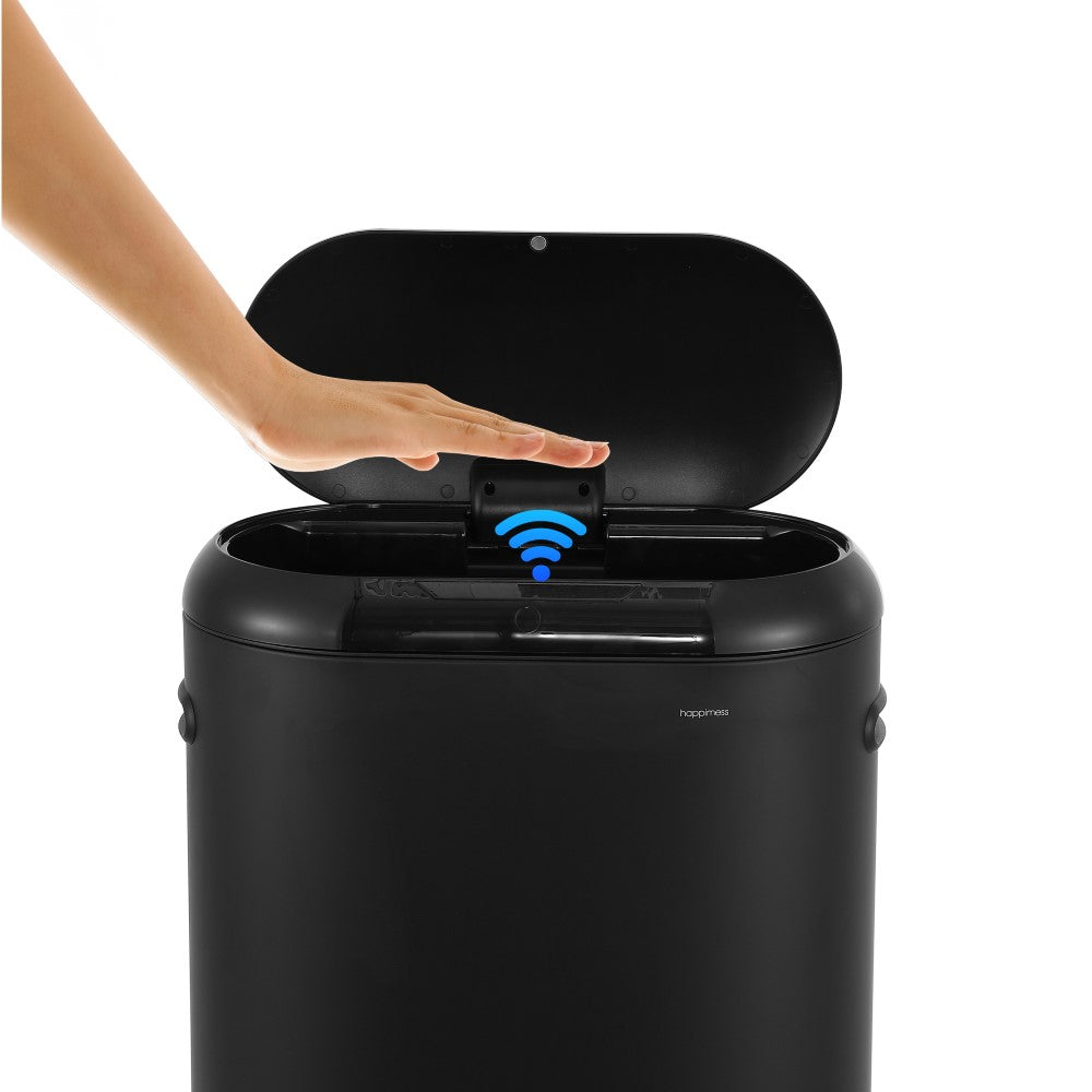 Robo Kitchen 13.2-Gallon Slim Oval Motion Sensor Touchless Trash Can with Touch Mode - Happimess