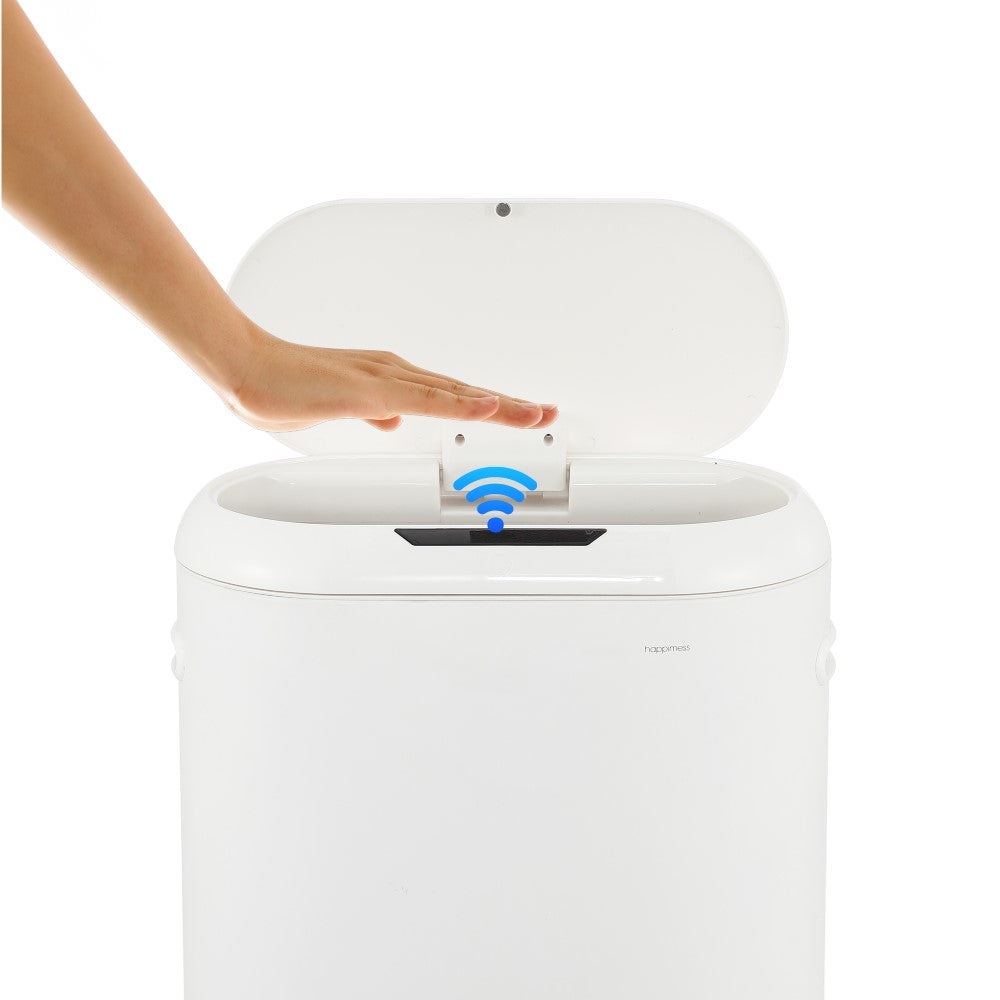 Robo Kitchen 13.2-Gallon Slim Oval Motion Sensor Touchless Trash Can with Touch Mode - Happimess