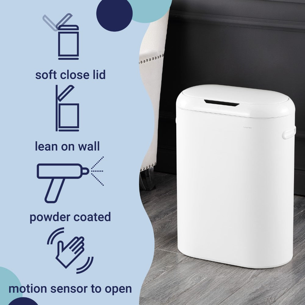 Robo Kitchen 13.2-Gallon Slim Oval Motion Sensor Touchless Trash Can with Touch Mode - Happimess