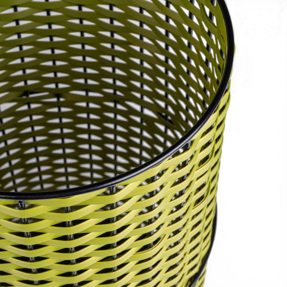 Cecil Modern 4.13-Gallon Faux Wicker Cylinder Waste Basket - Happimess