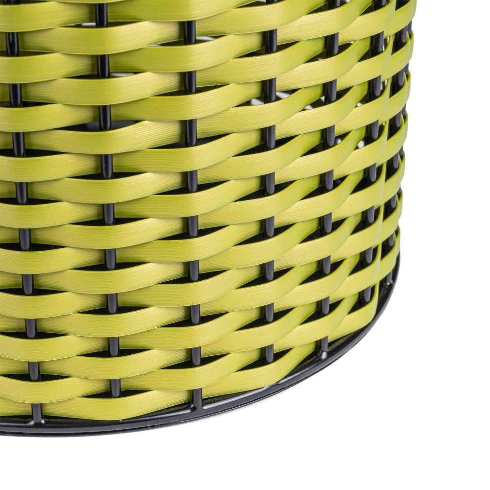 Cecil Modern 4.13-Gallon Faux Wicker Cylinder Waste Basket - Happimess