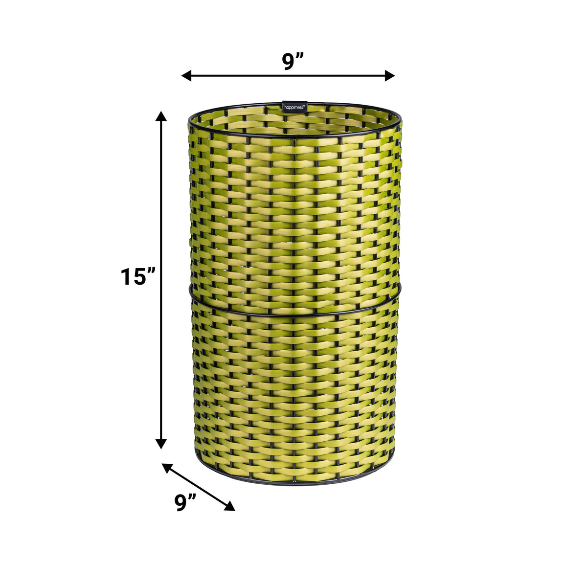 Cecil Modern 4.13-Gallon Faux Wicker Cylinder Waste Basket - Happimess