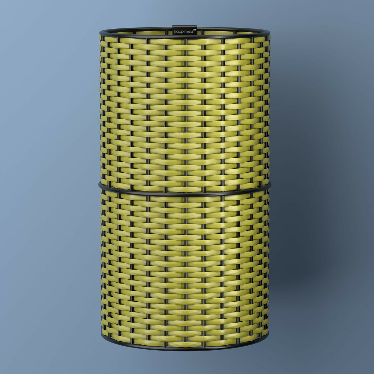 Cecil Modern 4.13-Gallon Faux Wicker Cylinder Waste Basket - Happimess