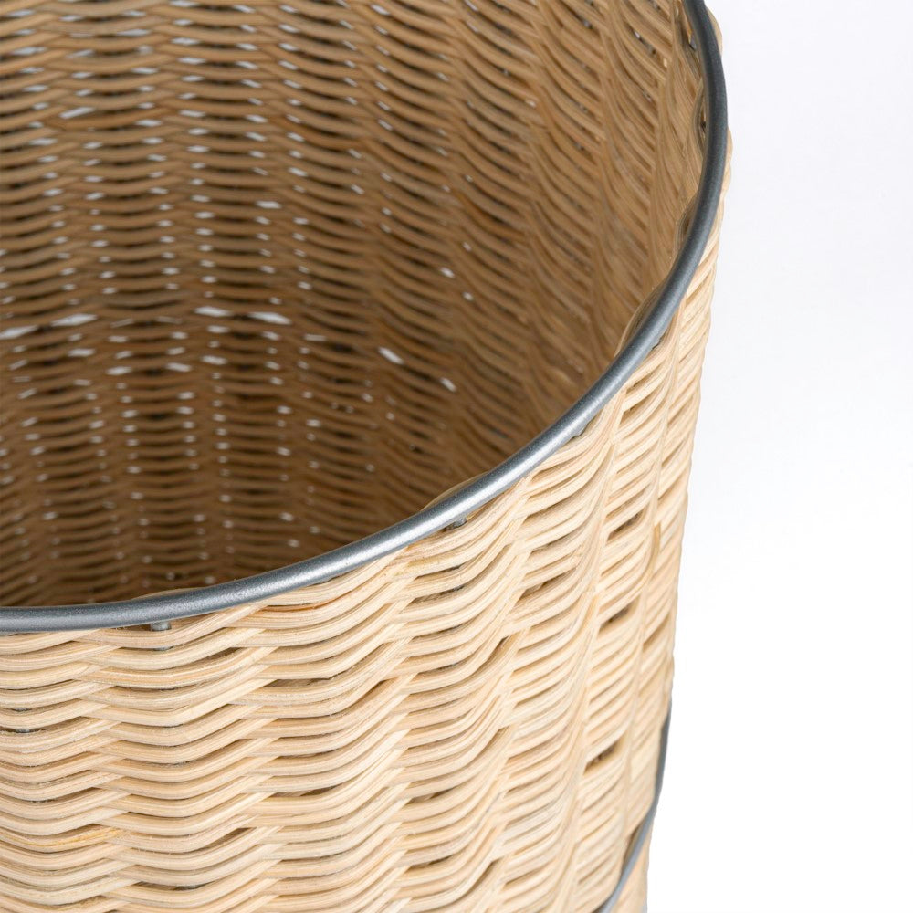 Cecil Modern 4.13-Gallon Faux Wicker Cylinder Waste Basket - Happimess