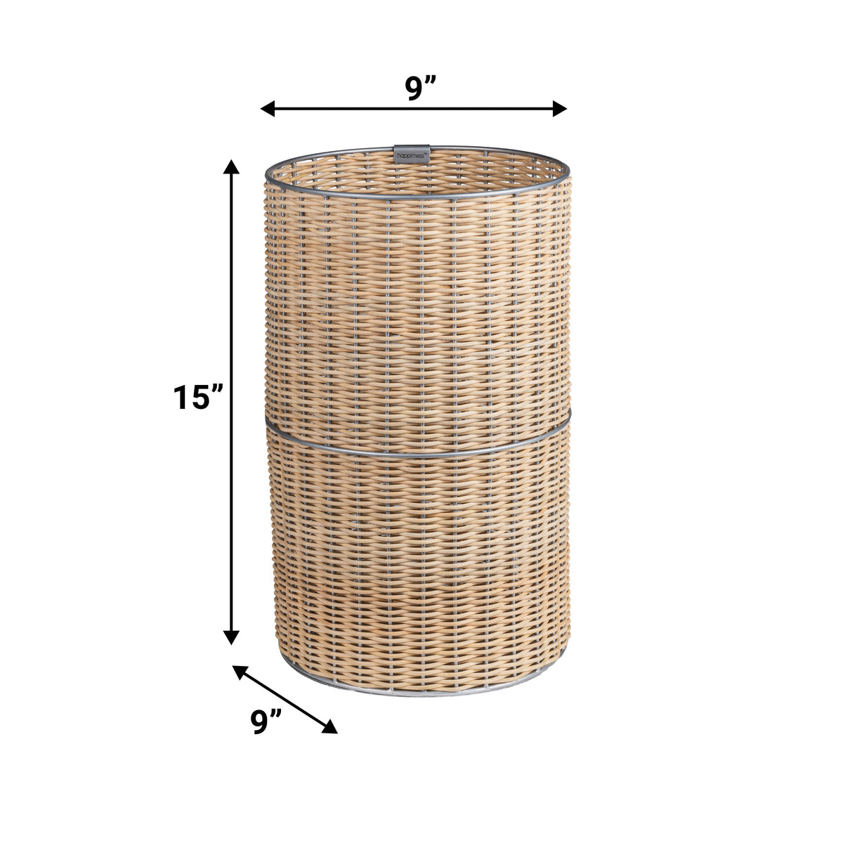 Cecil Modern 4.13-Gallon Faux Wicker Cylinder Waste Basket - Happimess