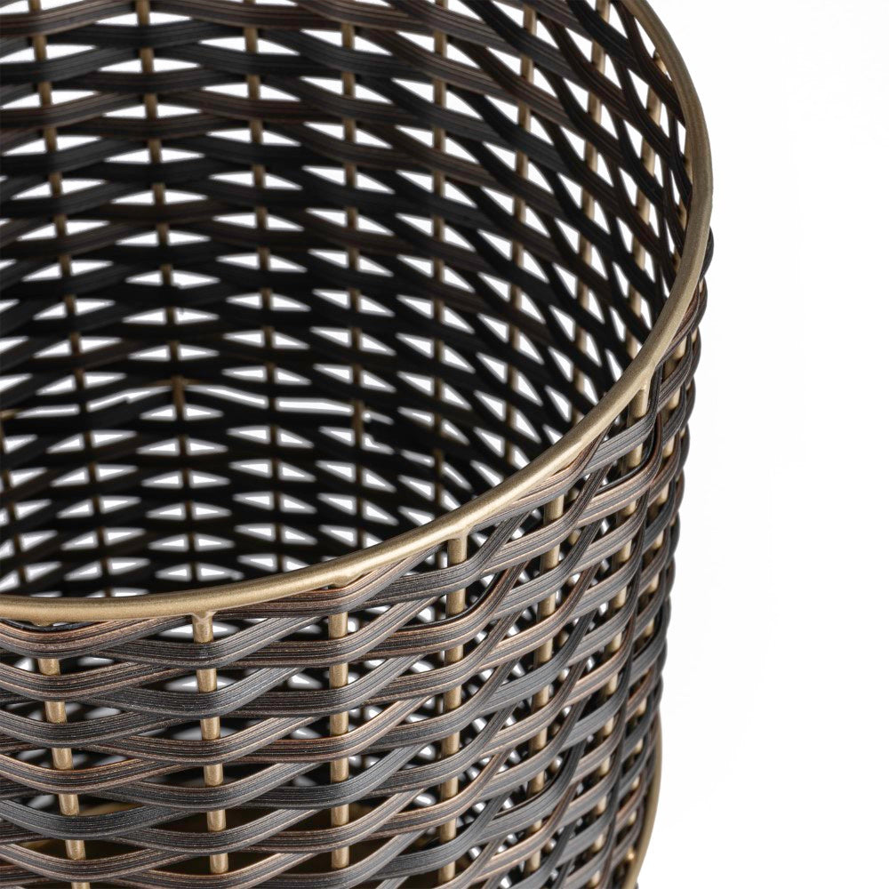 Cecil Modern 4.13-Gallon Faux Wicker Cylinder Waste Basket - Happimess