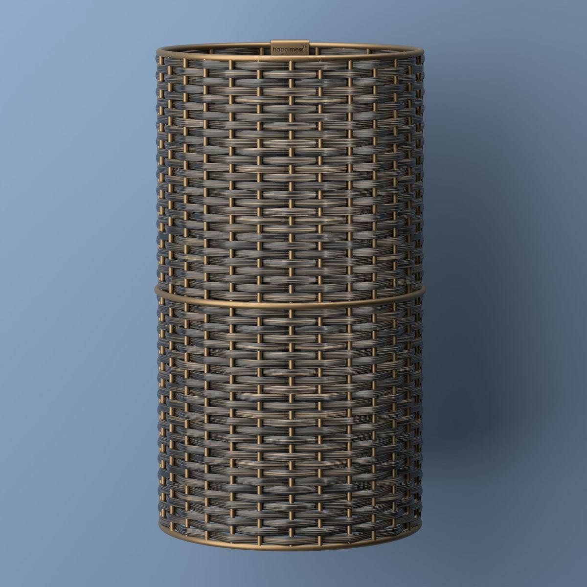 Cecil Modern 4.13-Gallon Faux Wicker Cylinder Waste Basket - Happimess