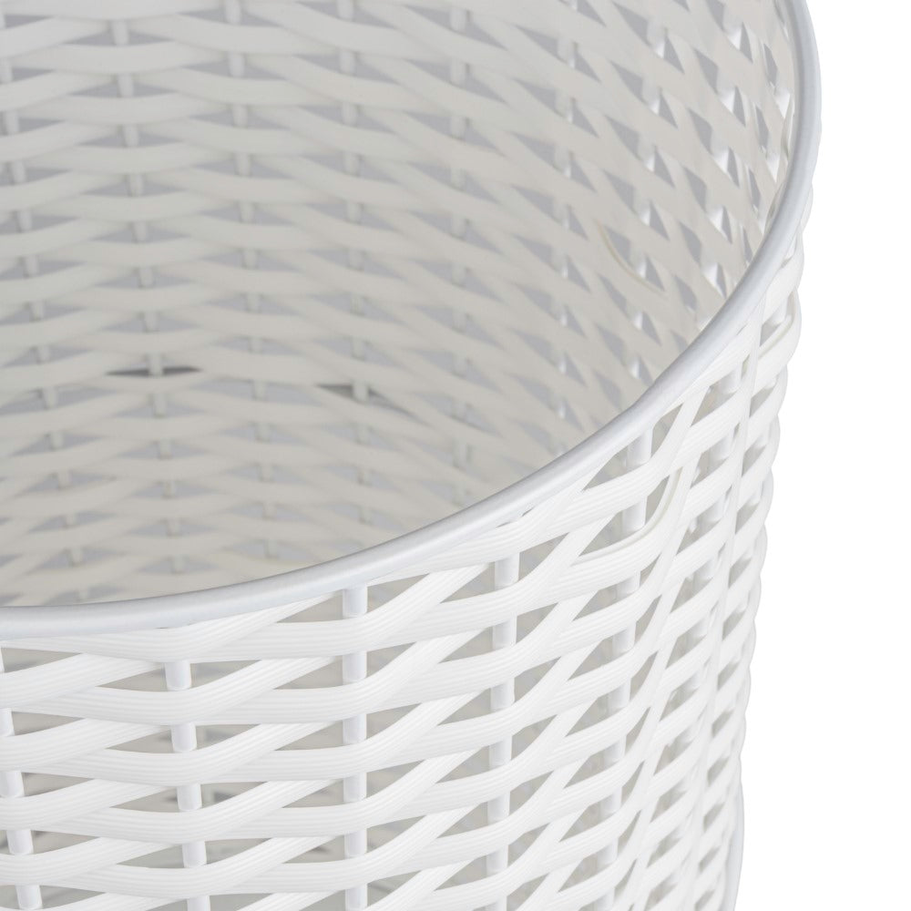 Cecil Modern 4.13-Gallon Faux Wicker Cylinder Waste Basket - Happimess