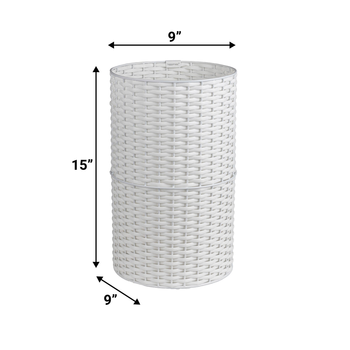 Cecil Modern 4.13-Gallon Faux Wicker Cylinder Waste Basket - Happimess