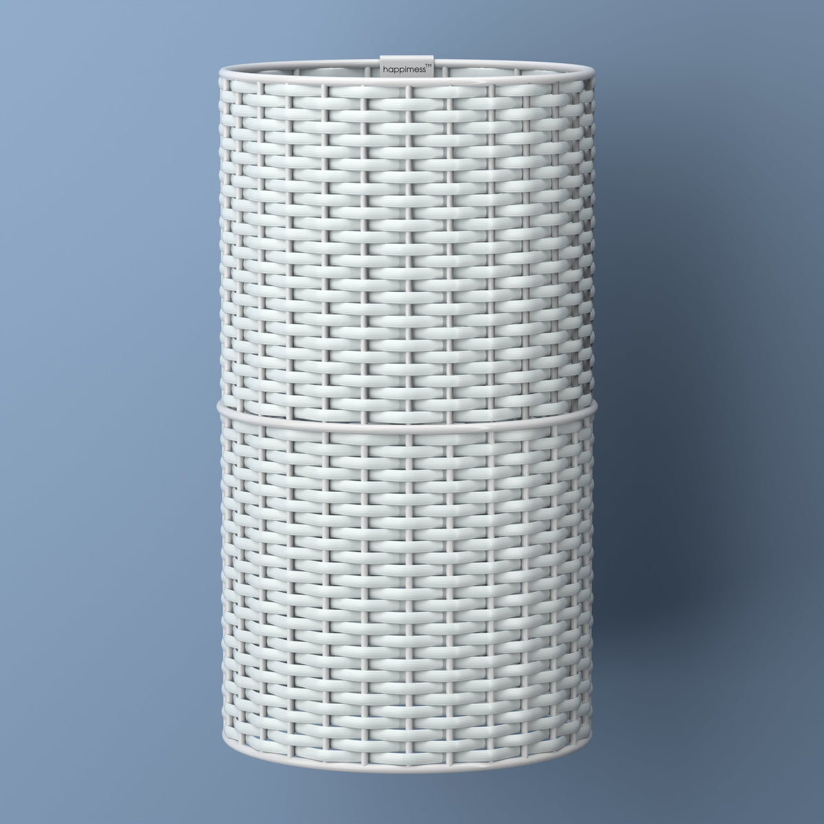 Cecil Modern 4.13-Gallon Faux Wicker Cylinder Waste Basket - Happimess