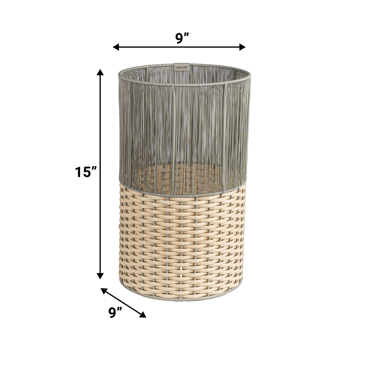 Harper Modern 4.13-Gallon 2-Tone Faux Wicker Cylinder Waste Basket - Happimess