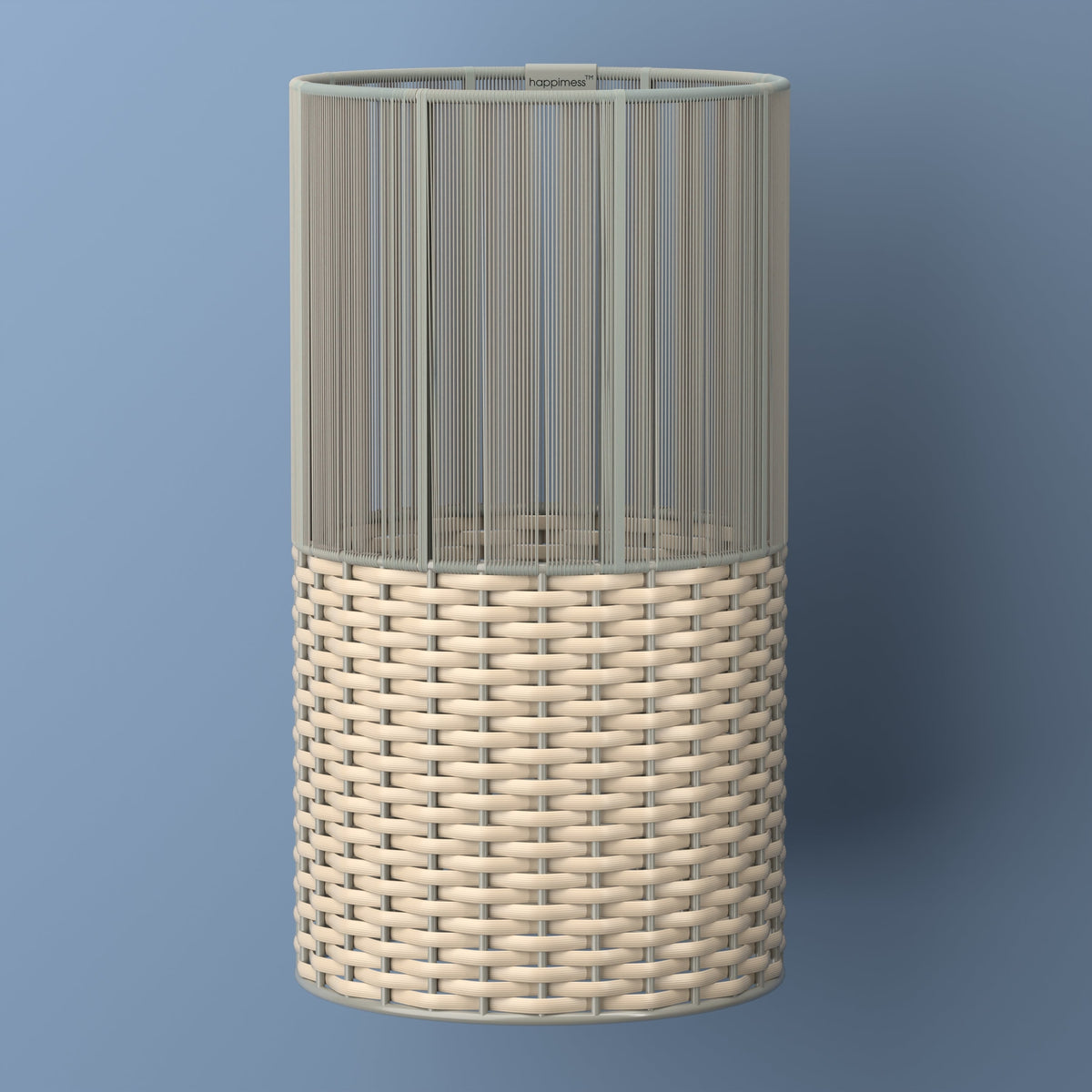 Harper Modern 4.13-Gallon 2-Tone Faux Wicker Cylinder Waste Basket - Happimess