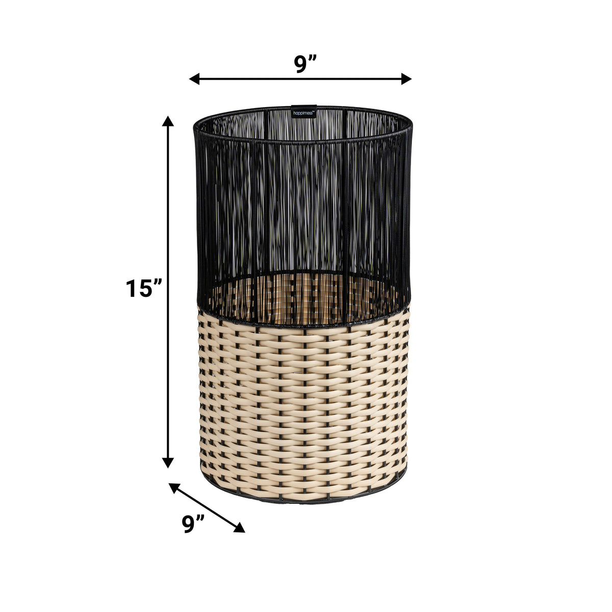 Harper Modern 4.13-Gallon 2-Tone Faux Wicker Cylinder Waste Basket - Happimess