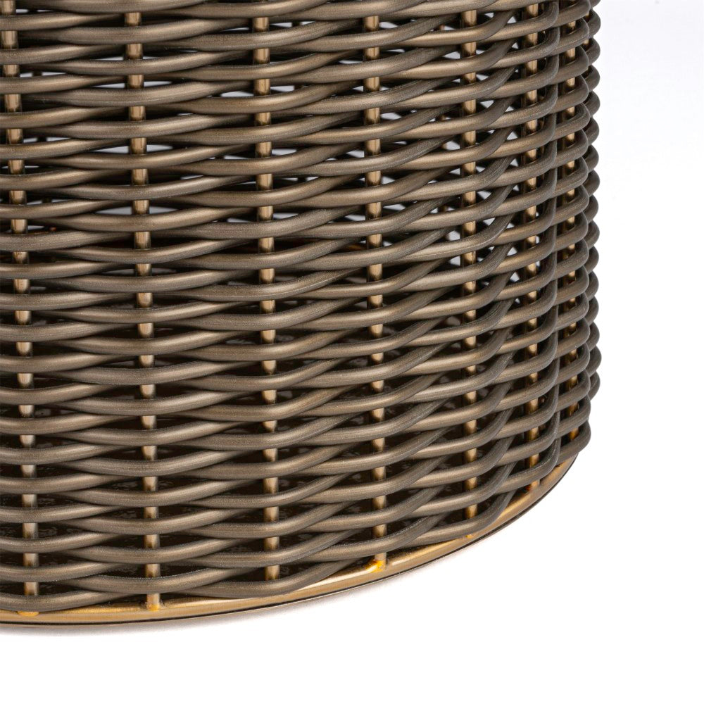 Asher Modern 4.13-Gallon 2-Tone Faux Wicker/Metal Cylinder Waste Basket - Happimess