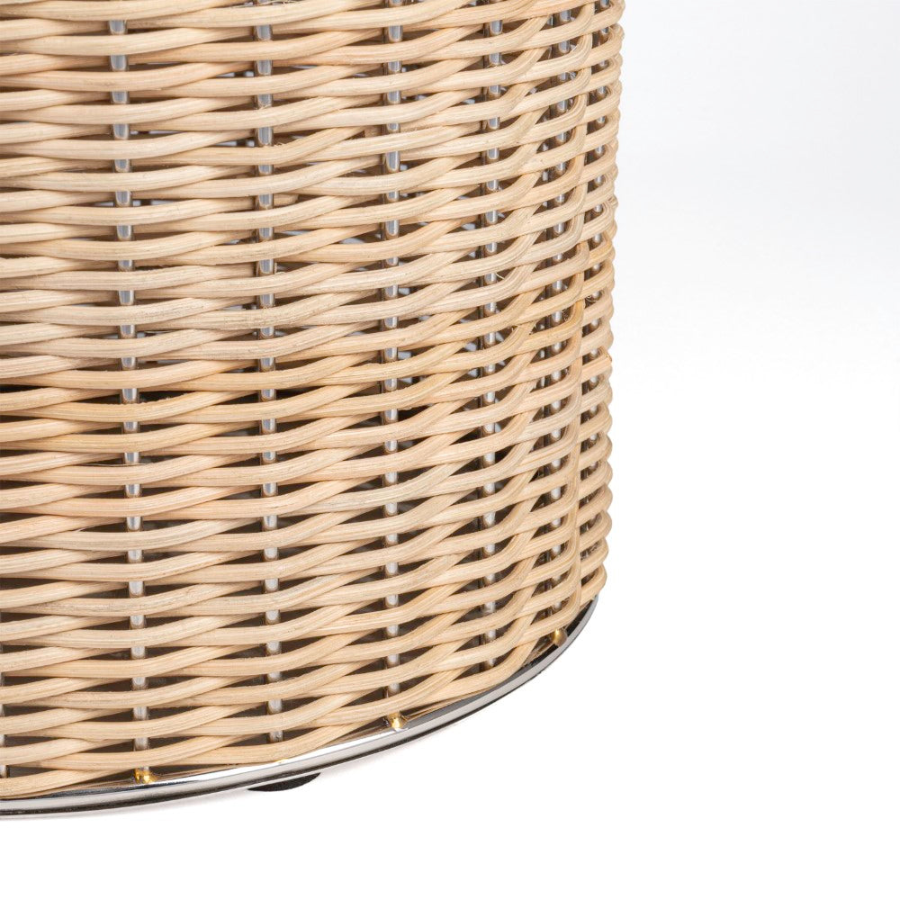 Asher Modern 4.13-Gallon 2-Tone Faux Wicker/Metal Cylinder Waste Basket - Happimess