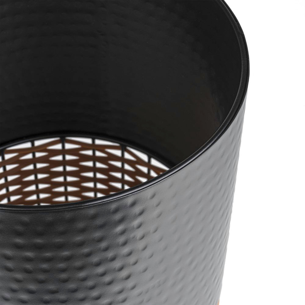Asher Modern 4.13-Gallon 2-Tone Faux Wicker/Metal Cylinder Waste Basket - Happimess
