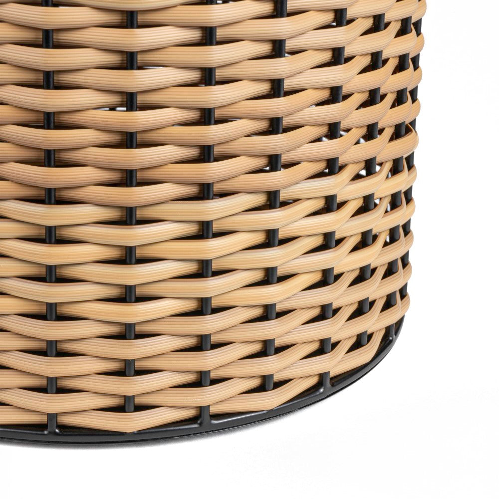 Asher Modern 4.13-Gallon 2-Tone Faux Wicker/Metal Cylinder Waste Basket - Happimess