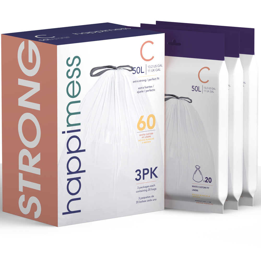 Drawstring Unscented Trash Can Liner (60-Count, 3-Packs of 20 Liners)