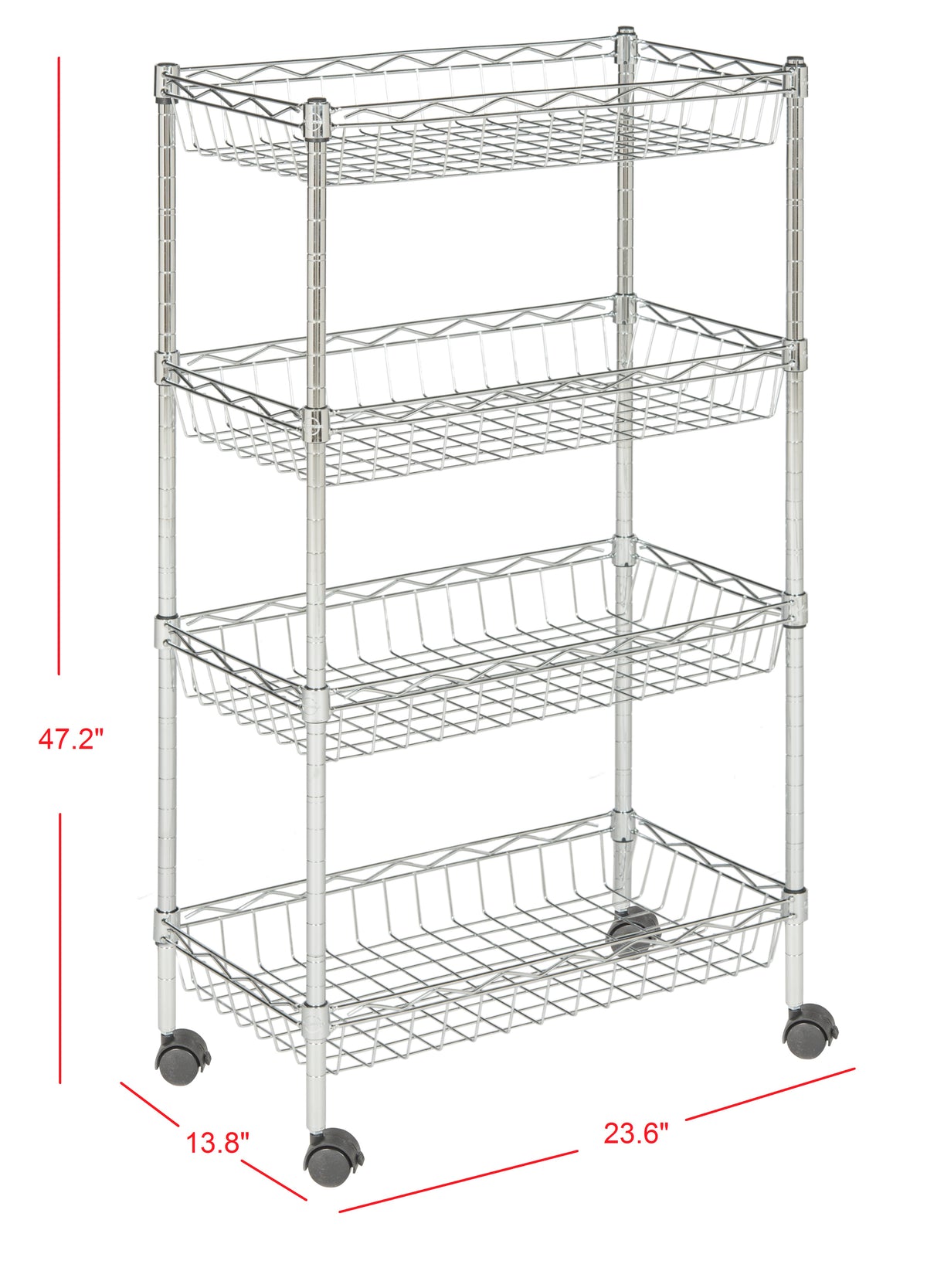 Grove 4-Shelf 47" Basket Rack with Casters - Happimess