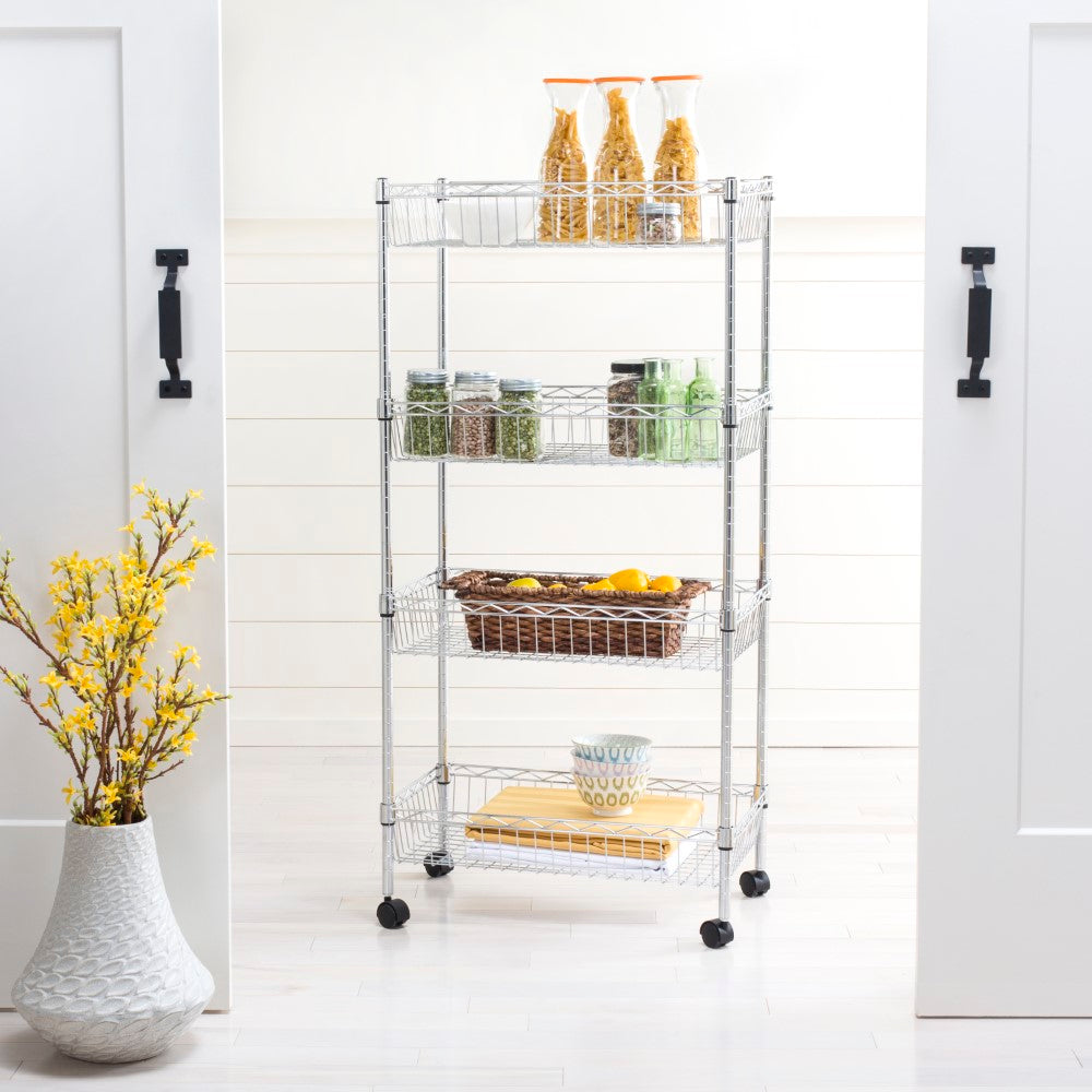 Grove 4-Shelf 47" Basket Rack with Casters - Happimess