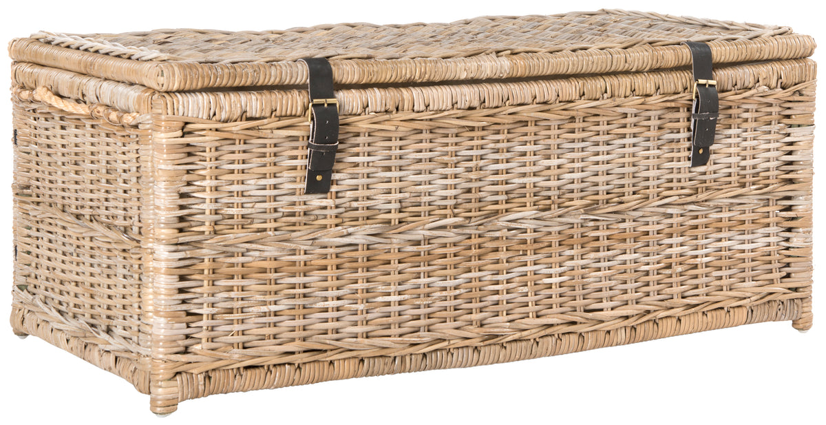 Caden 46" Wicker Storage Trunk - Natural/Gray Kubu