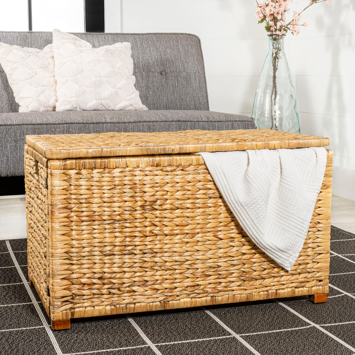 Anada Wicker Weave 30" Storage Trunk - Happimess