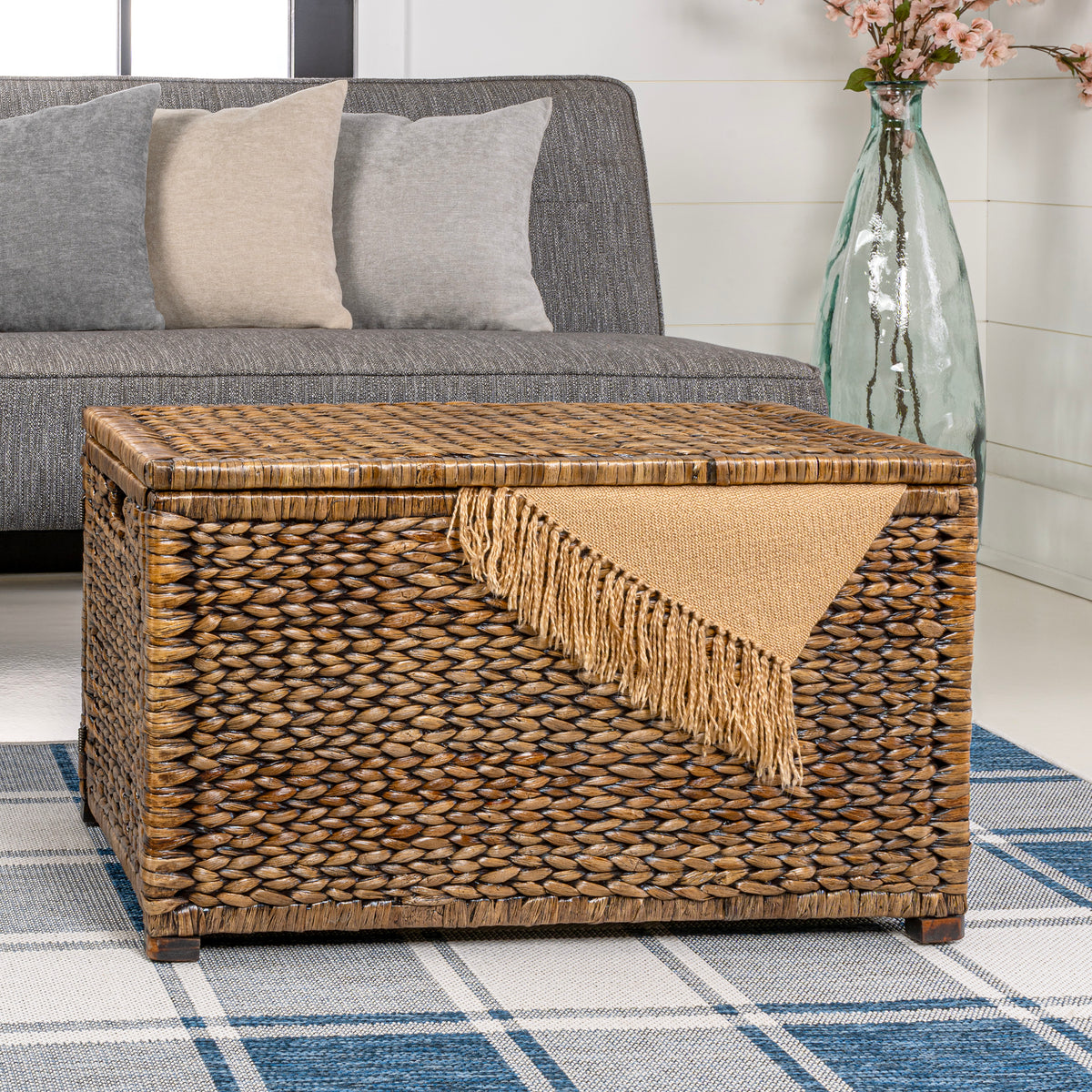 Anada Wicker Weave 30" Storage Trunk - Happimess