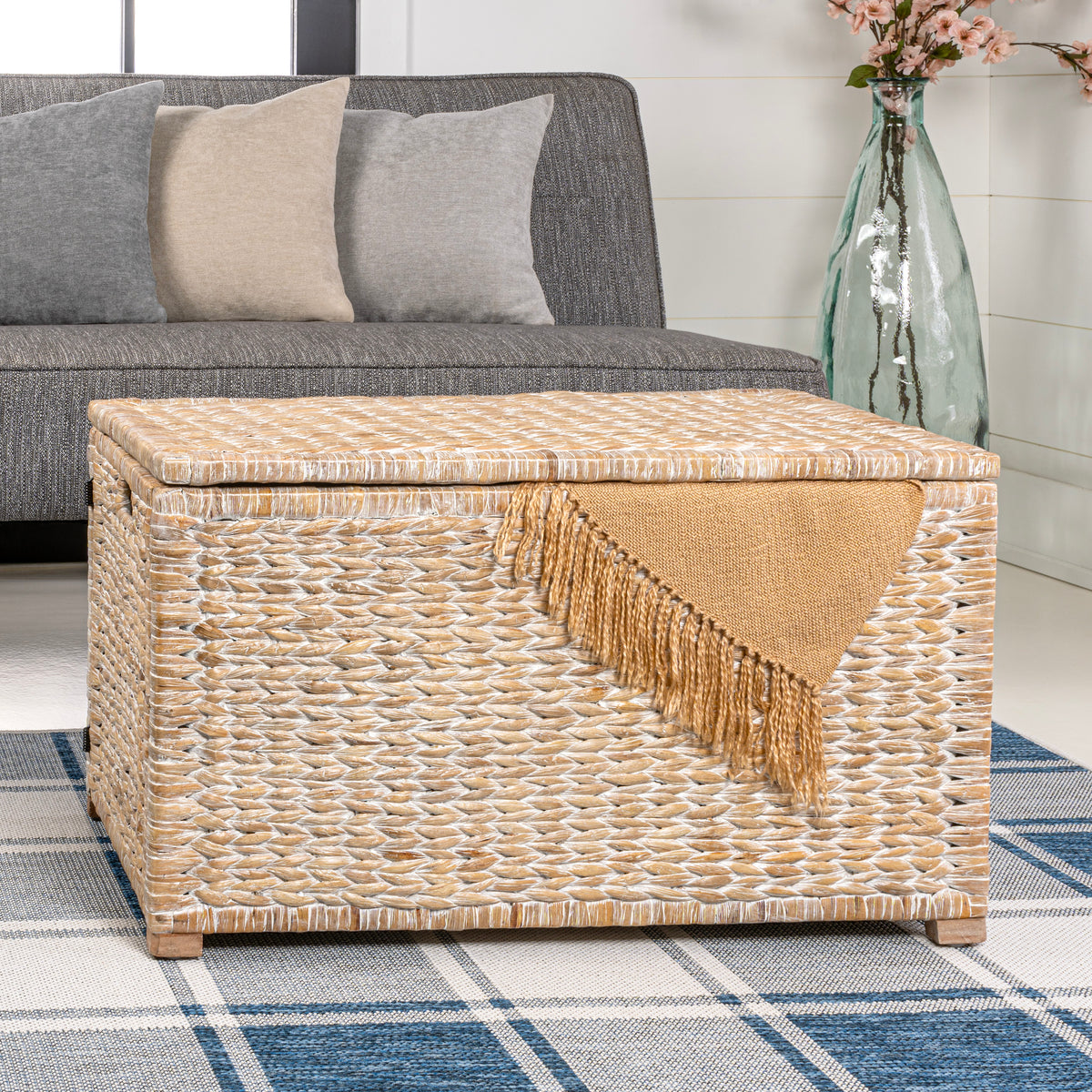 Anada Wicker Weave 30" Storage Trunk - Happimess