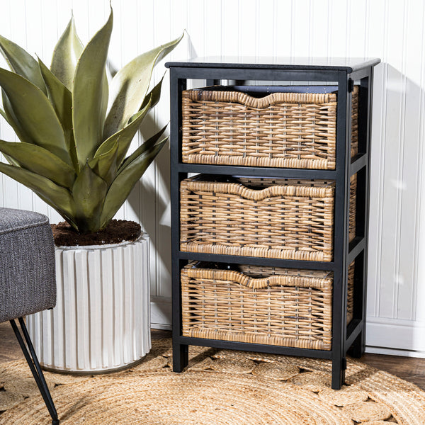 Rustic 16.75" 3-Baskets Storage Chest - Happimess