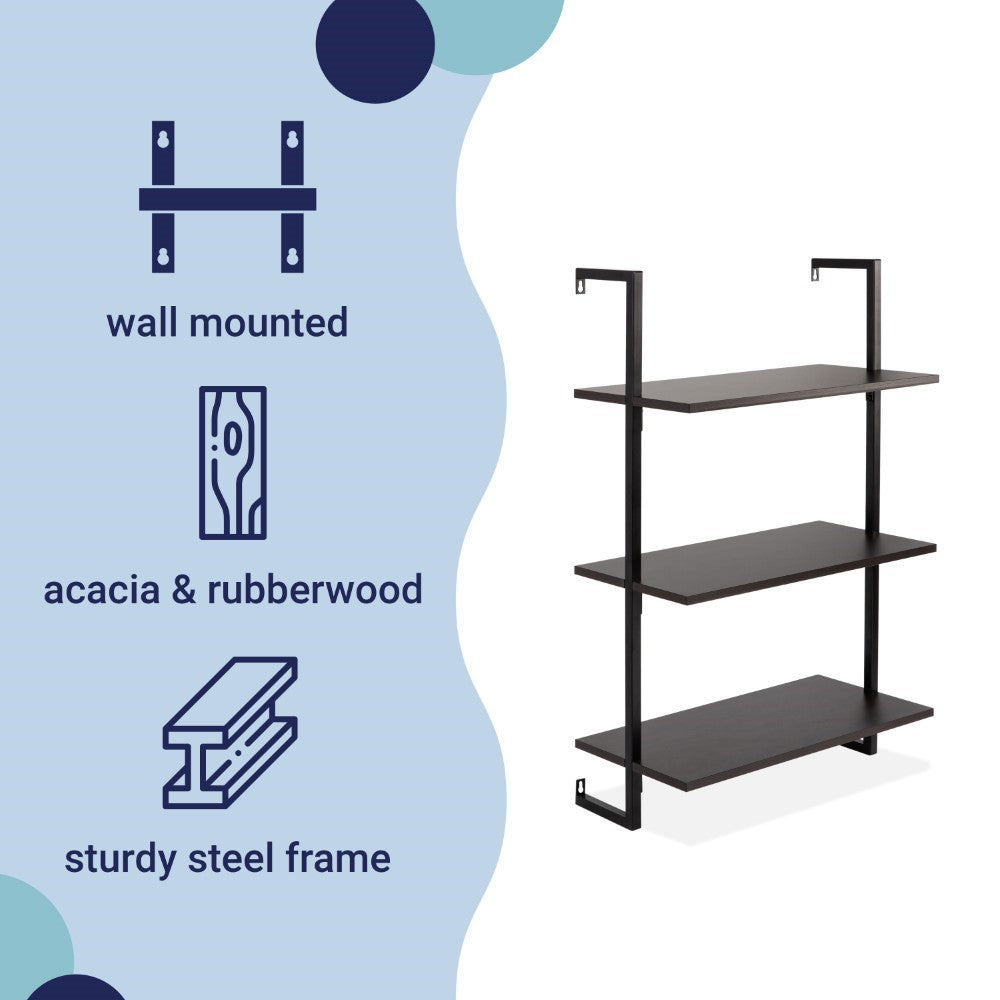 Madera 40.55" Industrial Wall-Mounted Bookcase - Happimess