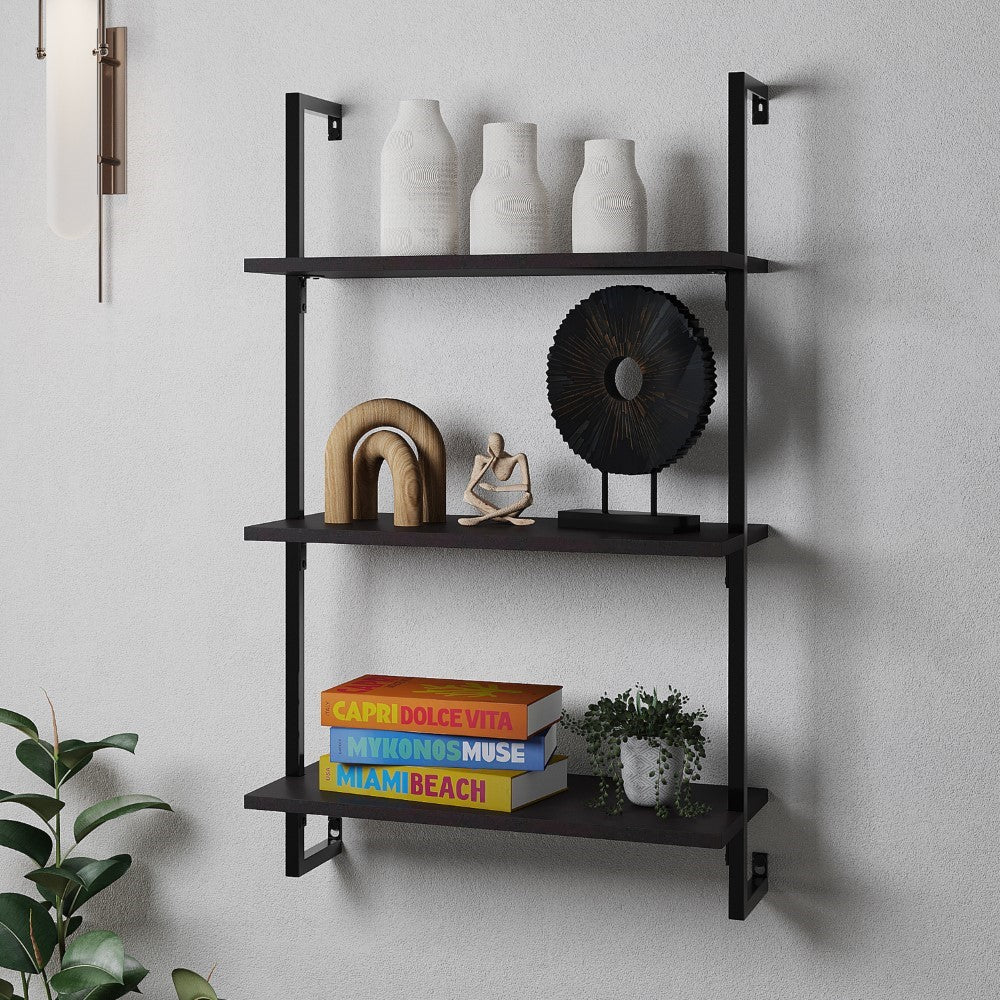 Madera 40.55" Industrial Wall-Mounted Bookcase - Happimess