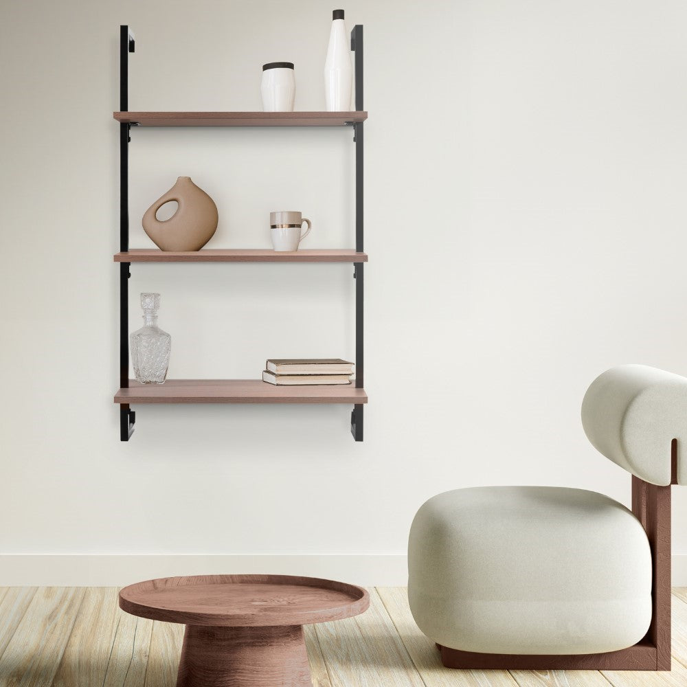 Madera 40.55" Industrial Wall-Mounted Bookcase - Happimess