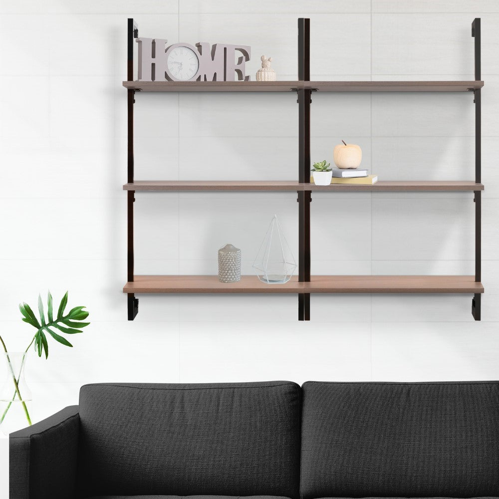 Madera 40.55" Industrial Wall-Mounted Bookcase - Happimess