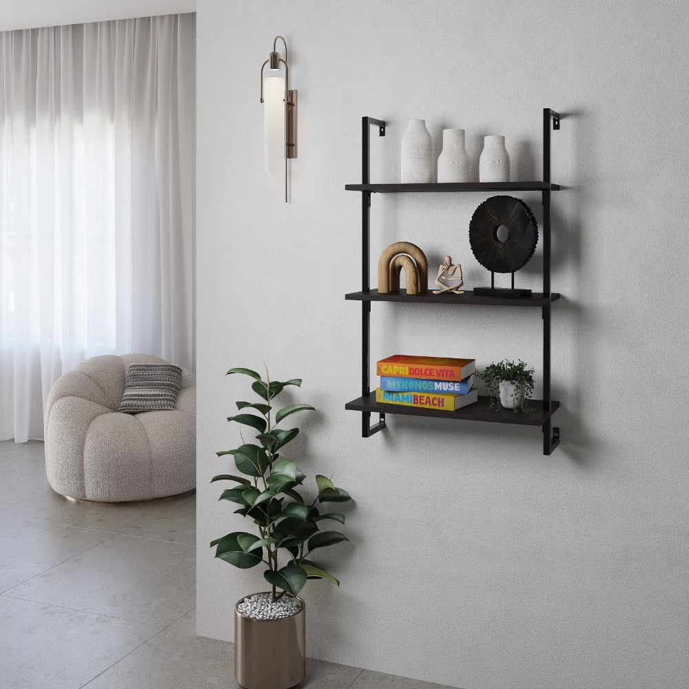 Madera 40.55" Industrial Wall-Mounted Bookcase - Happimess