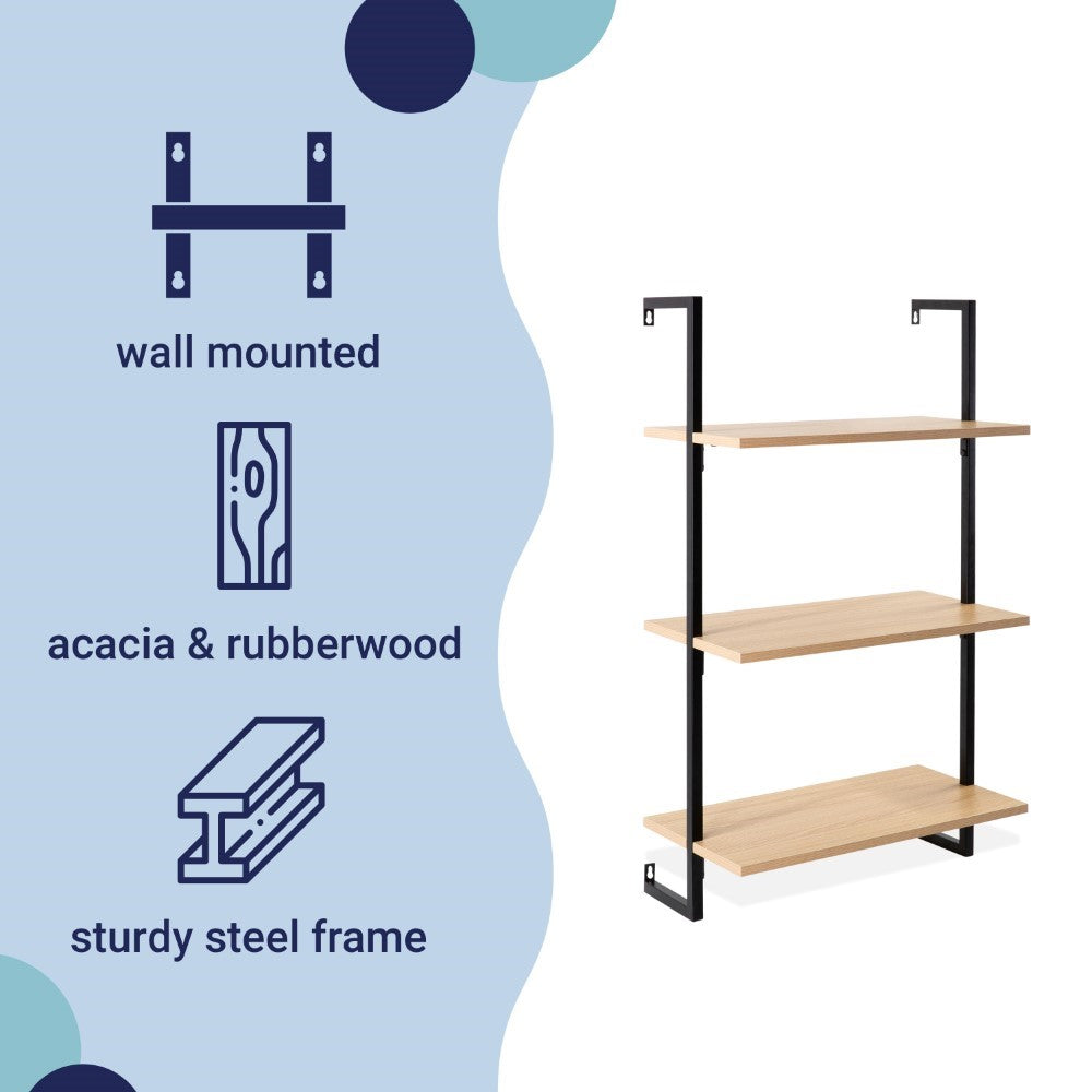 Madera 40.55" Industrial Wall-Mounted Bookcase - Happimess