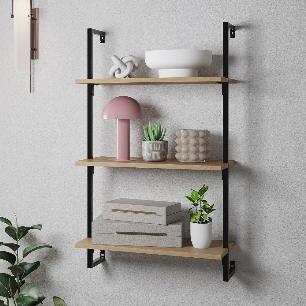 Madera 40.55" Industrial Wall-Mounted Bookcase - Happimess