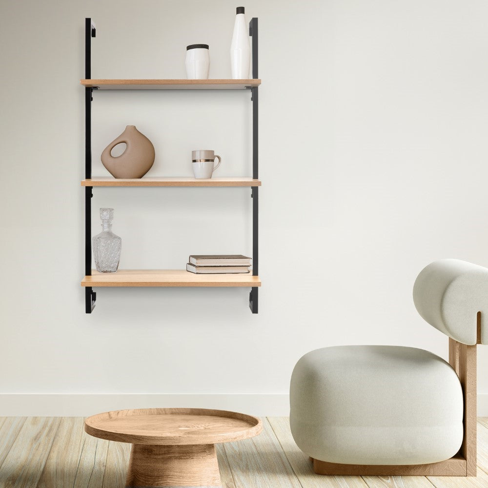 Madera 40.55" Industrial Wall-Mounted Bookcase - Happimess