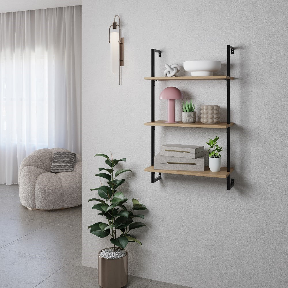 Madera 40.55" Industrial Wall-Mounted Bookcase - Happimess