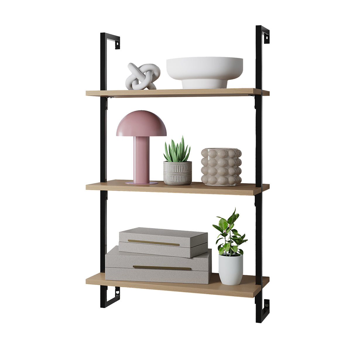 Madera 40.55" Industrial Wall-Mounted Bookcase - Happimess