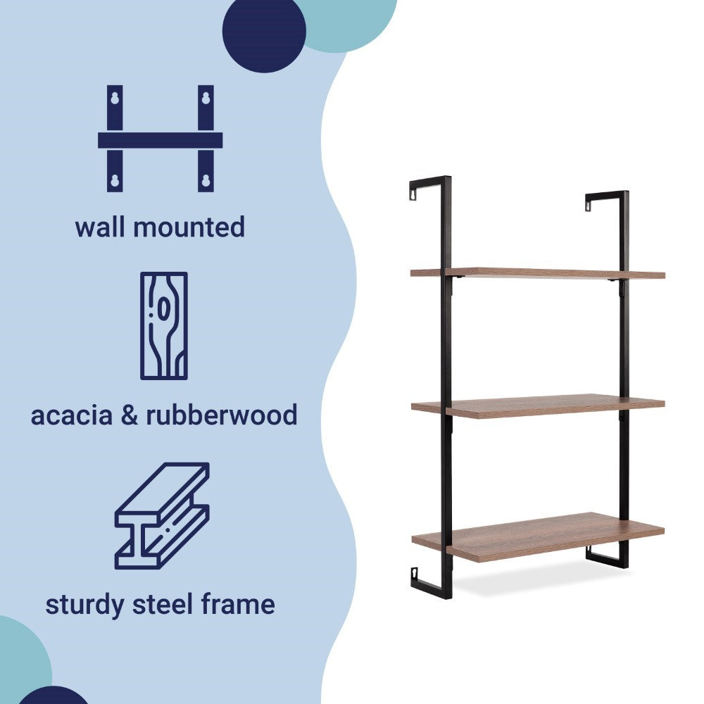 Madera 40.55" Industrial Wall-Mounted Bookcase - Happimess